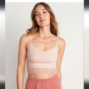 Supima® Cotton-Blend Lace-Trim Cami Bra for Women